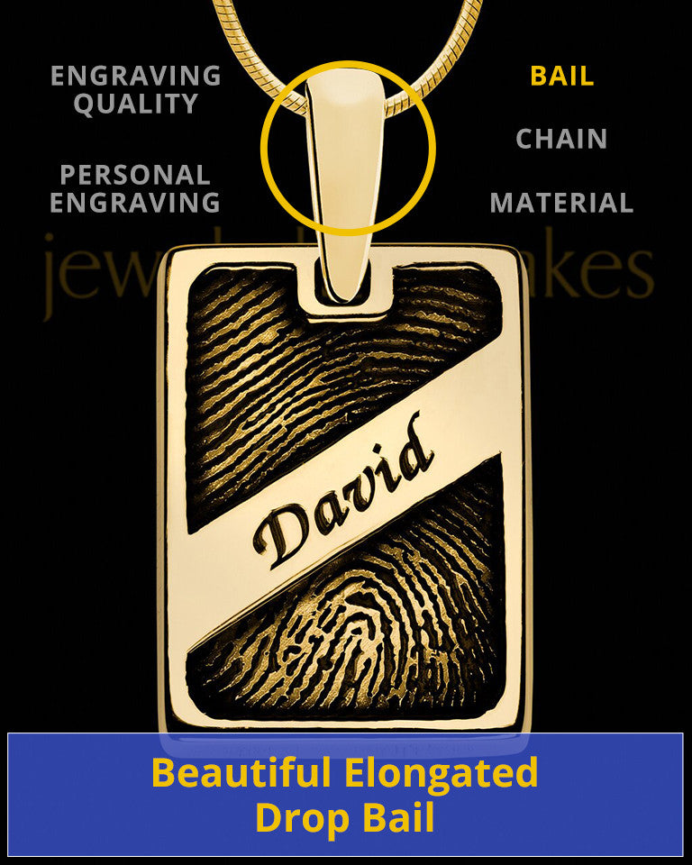 Solid 14k Gold Name Rectangle Thumbprint Pendant