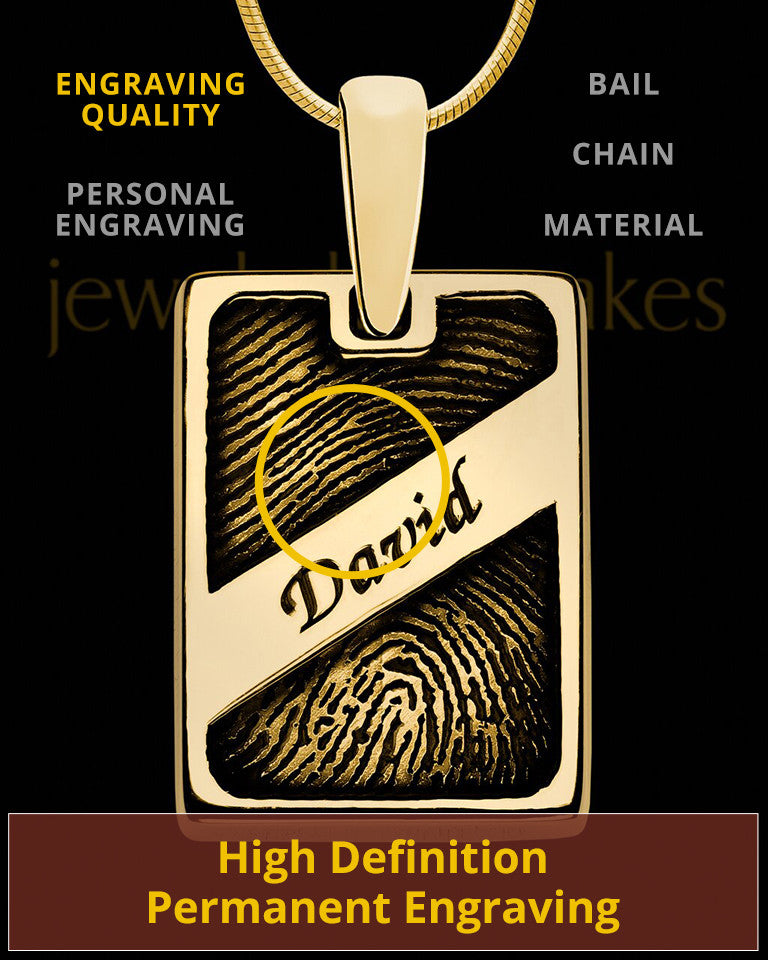 Solid 14k Gold Name Rectangle Thumbprint Pendant