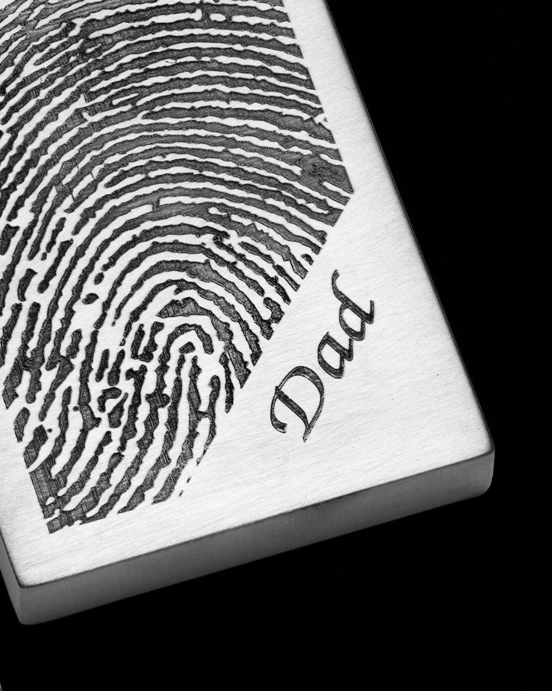 Rectangle Memorial Thumbprint Keychain Stainless Steel With Engraving