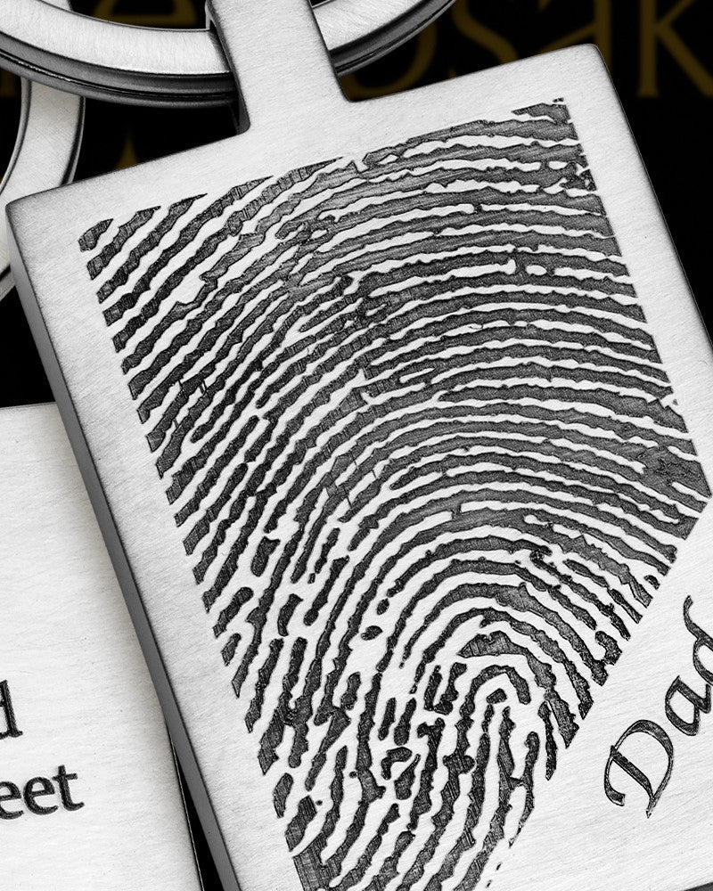 Rectangle Memorial Thumbprint Keychain Stainless Steel With Engraving