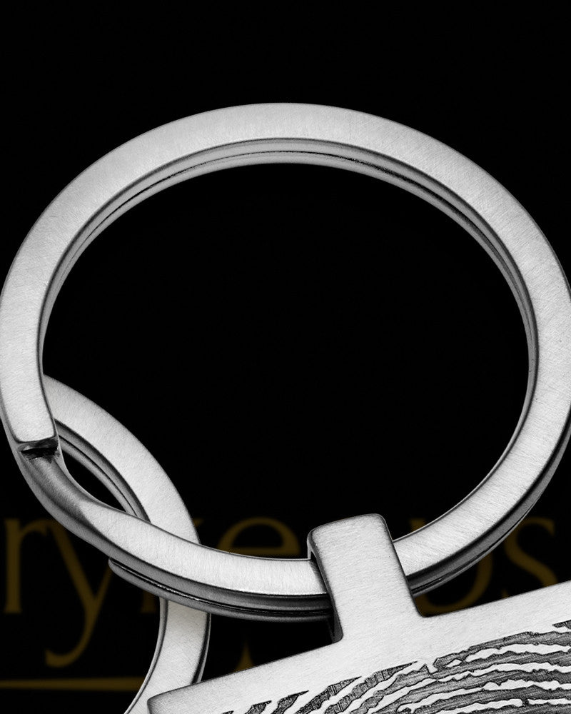 Rectangle Memorial Thumbprint Keychain Stainless Steel With Engraving