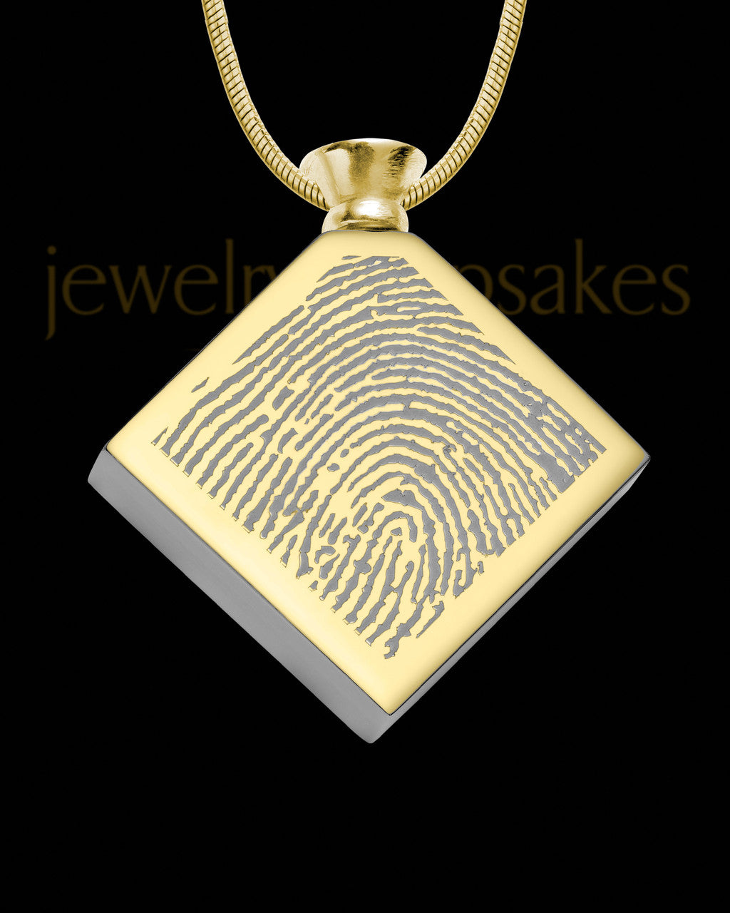 Gold Plated Stainless Beloved Diamond Thumbprint Pendant