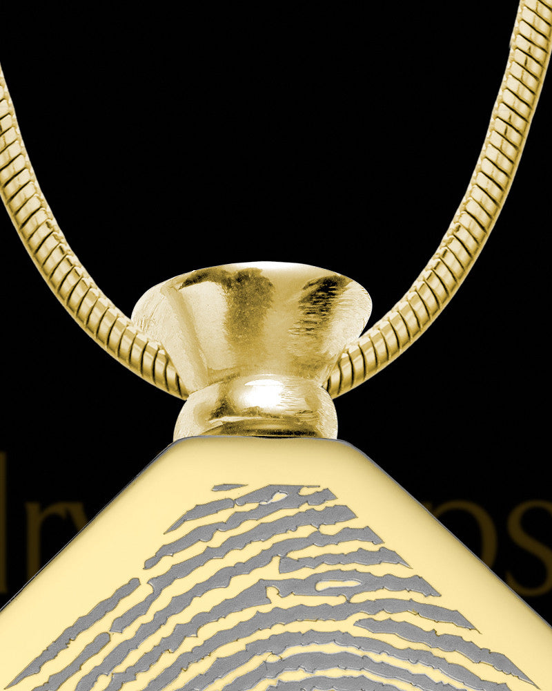 Gold Plated Stainless Beloved Diamond Thumbprint Pendant