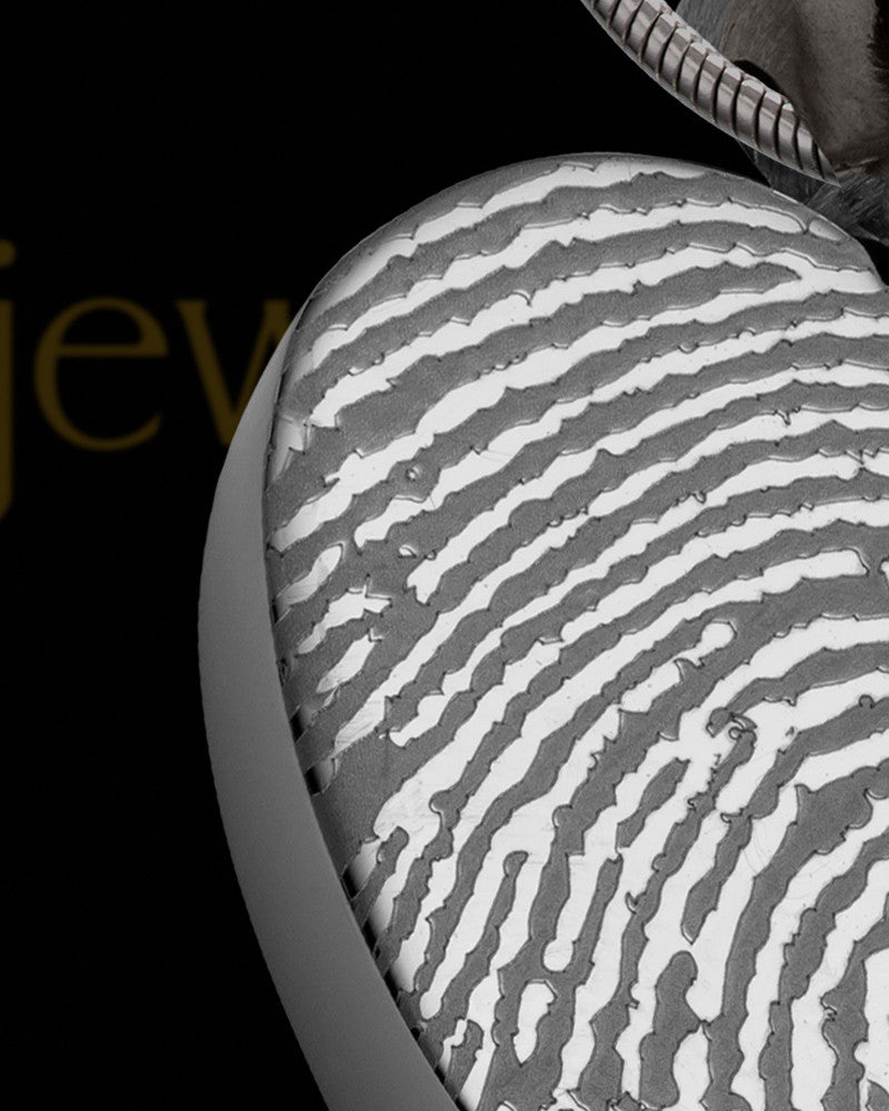 Black Plated Stainless Enamored Heart Thumbprint Pendant