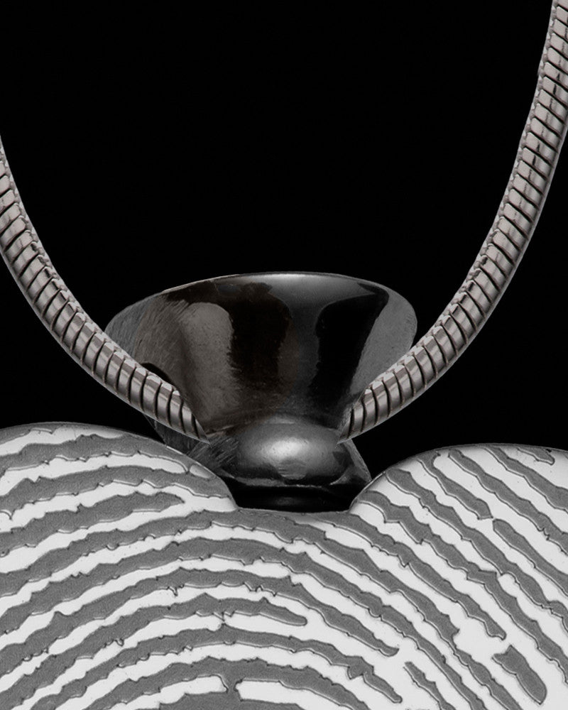 Black Plated Stainless Enamored Heart Thumbprint Pendant