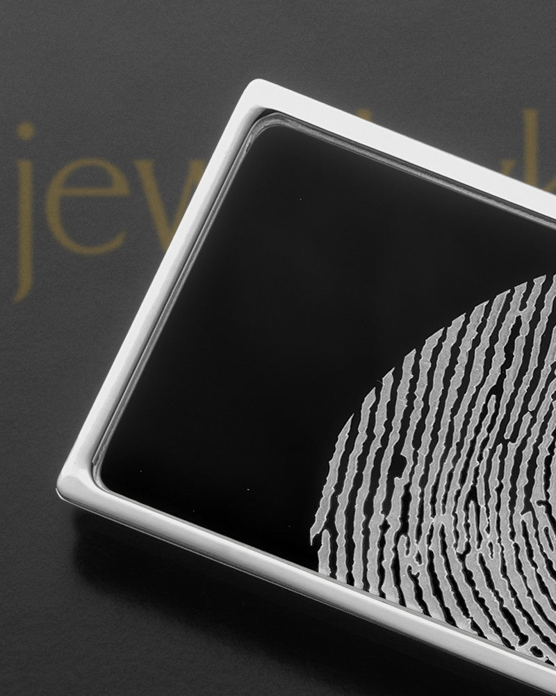 Black on Silver Stainless Thumbprint Money Clip