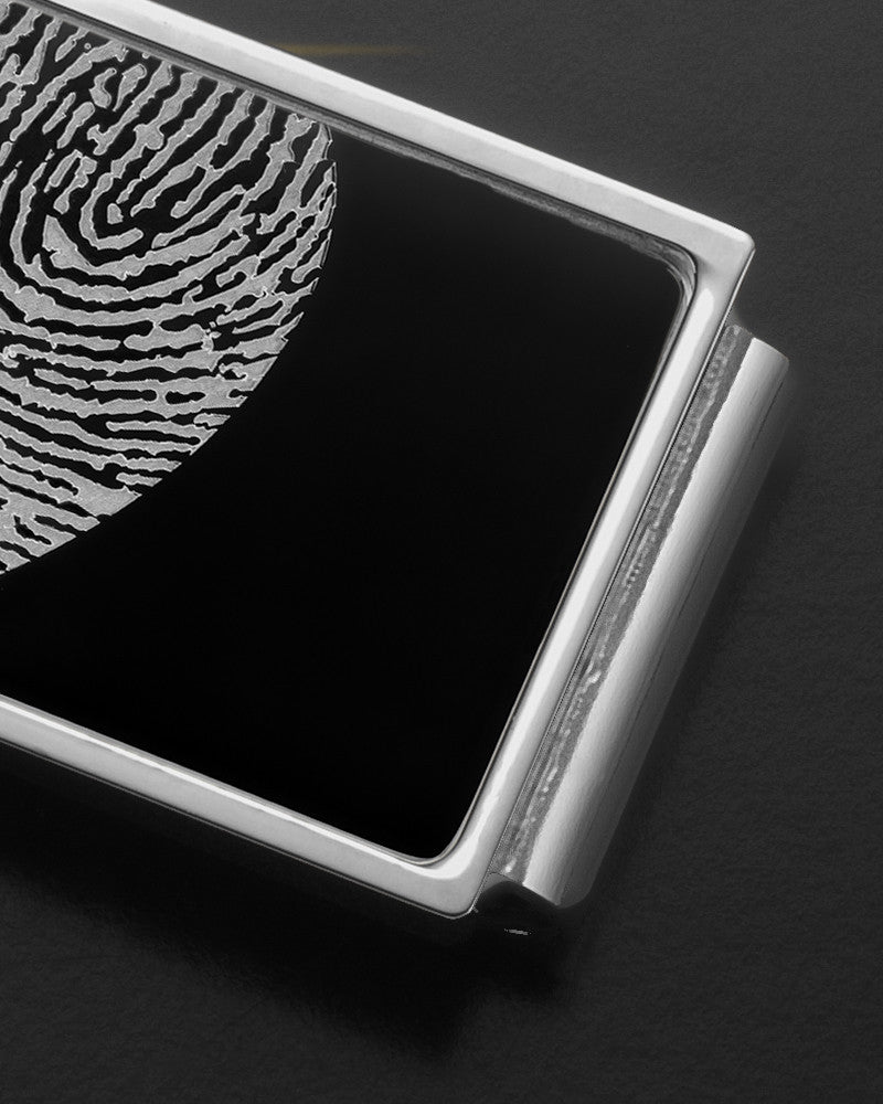Black on Silver Stainless Thumbprint Money Clip