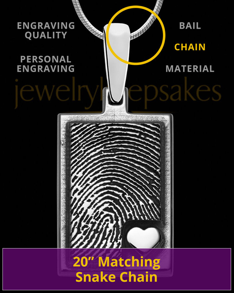 Sterling Silver Rectangle with Raised Thumbprint Pendant