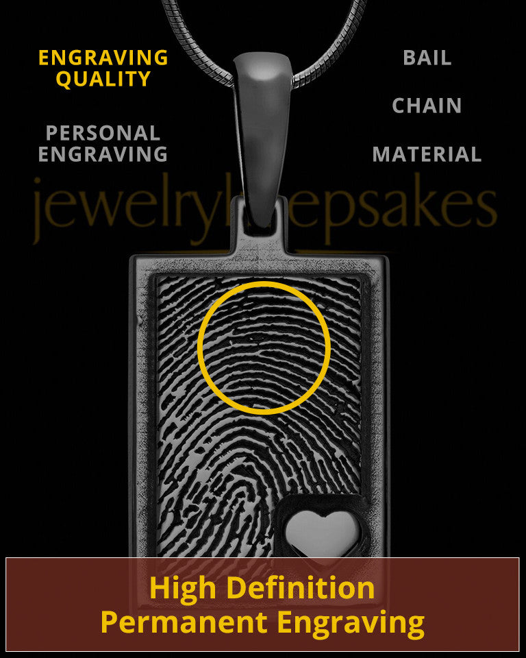 Black Sterling Silver Rectangle with Raised Thumbprint Pendant