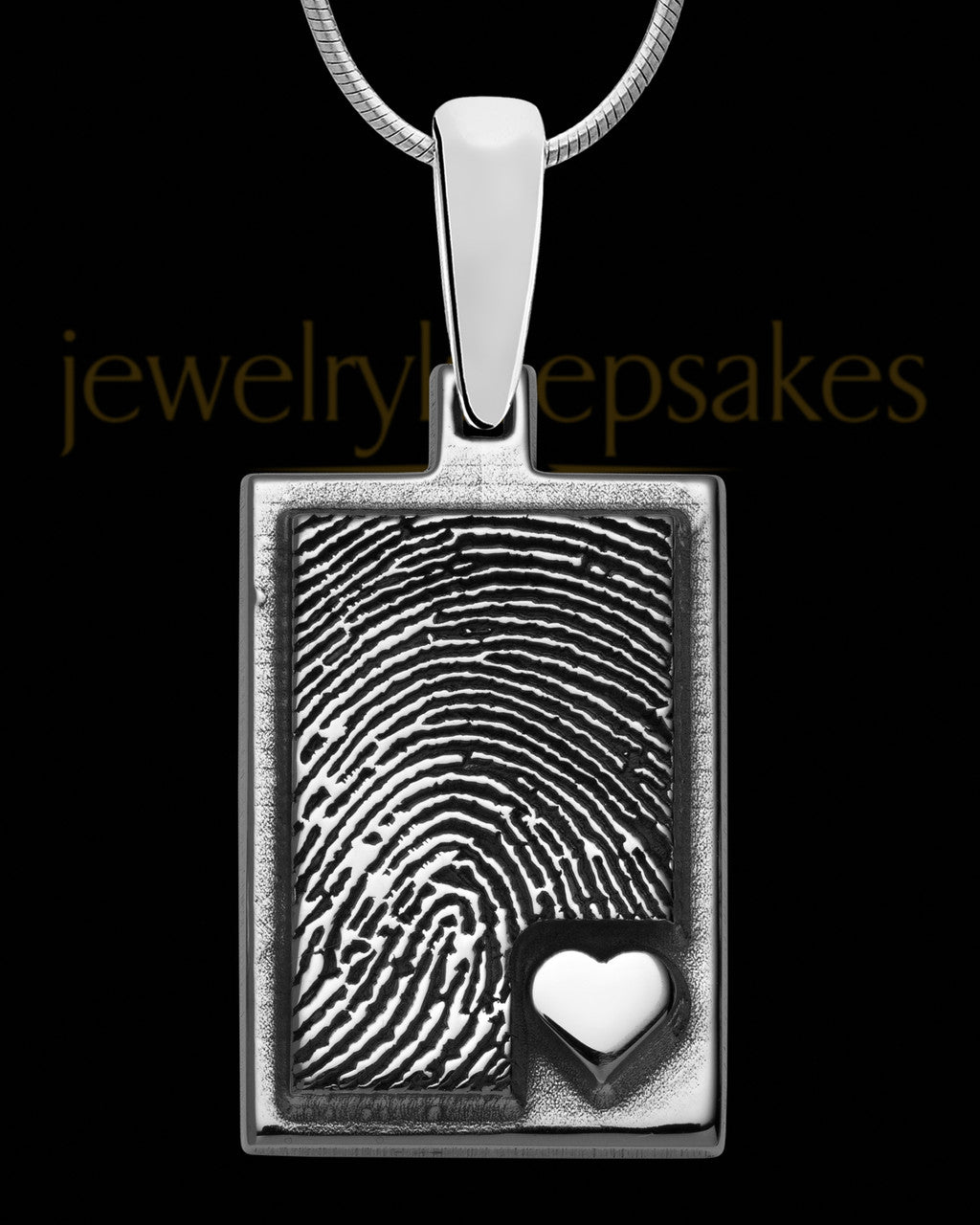 Sterling Silver Rectangle with Raised Thumbprint Pendant