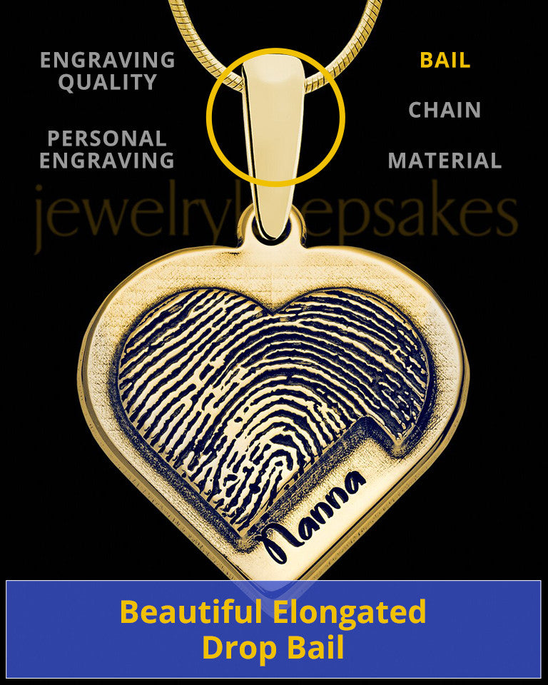 Solid 14K Gold Raised Heart Thumbprint Pendant