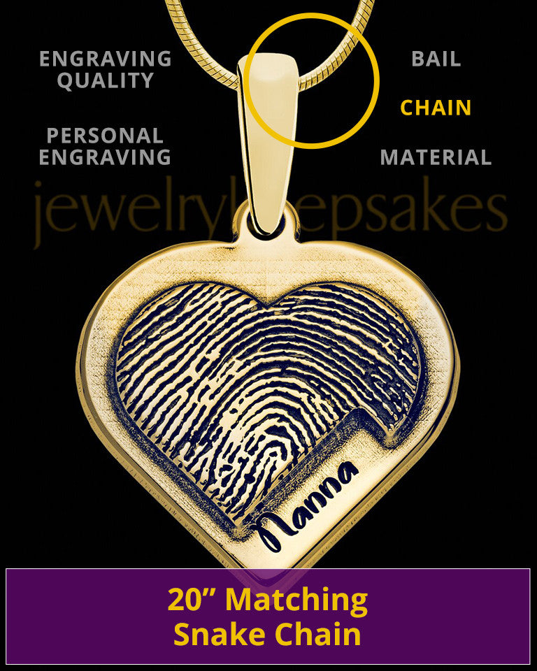 Solid 14K Gold Raised Heart Thumbprint Pendant