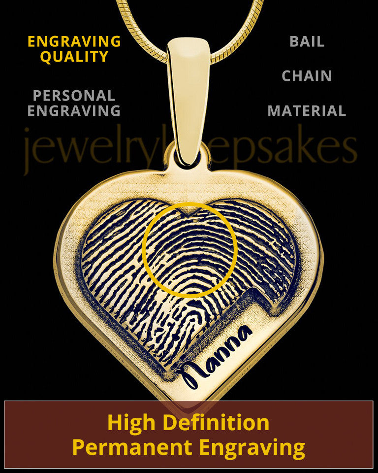 Solid 14K Gold Raised Heart Thumbprint Pendant