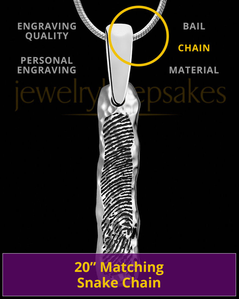 Solid 14K White Gold Textured Thumbprint Bar Pendant