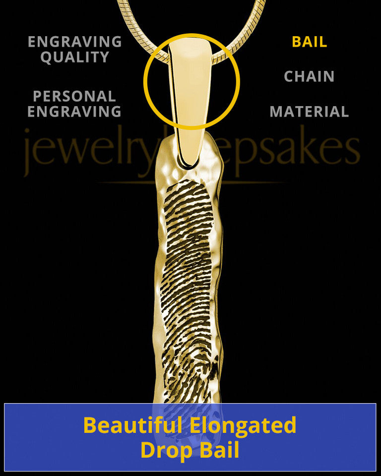Solid 14K Gold Textured Thumbprint Bar Pendant
