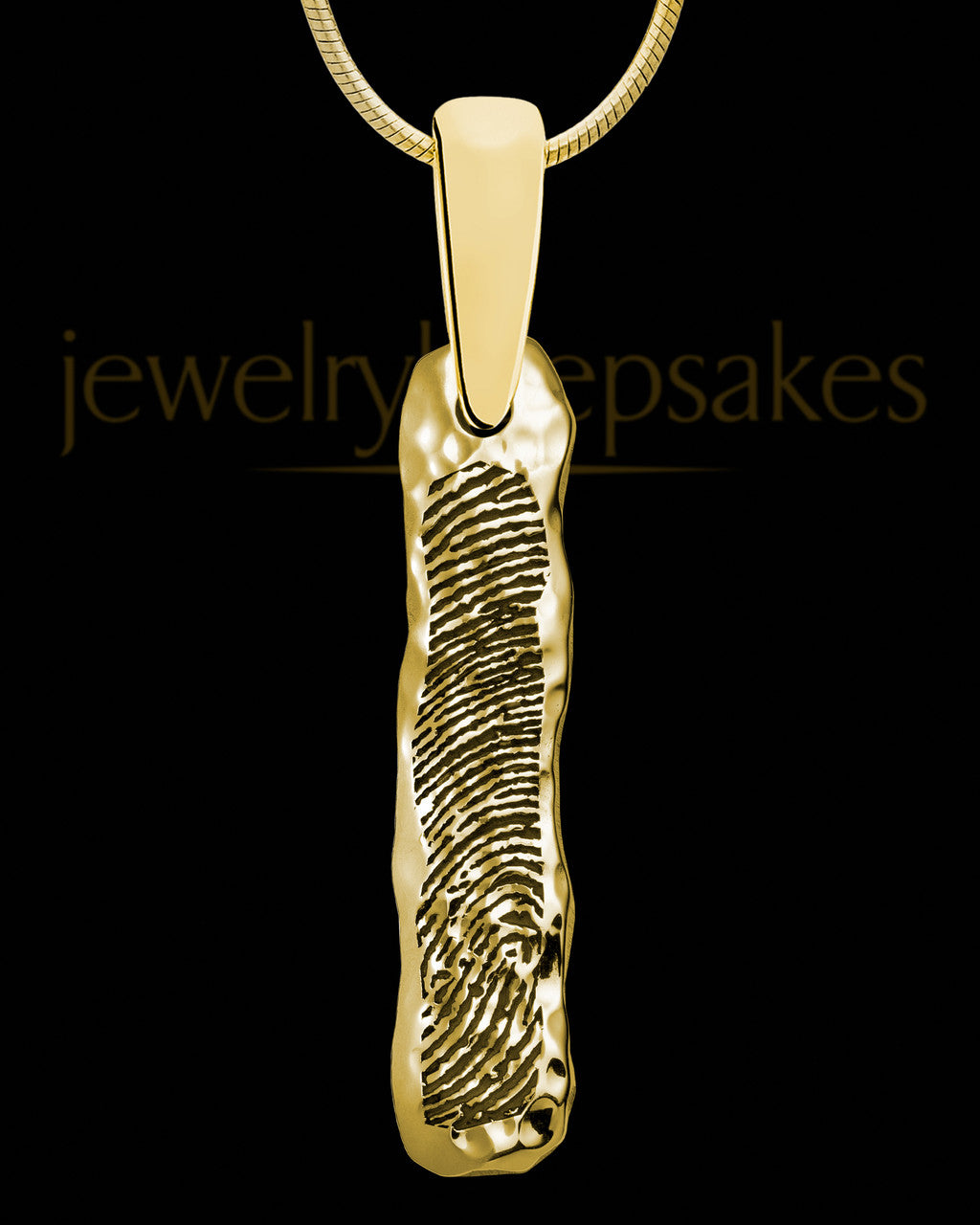 Solid 14K Gold Textured Thumbprint Bar Pendant