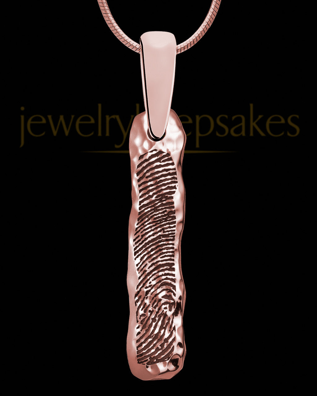 Rose Gold Textured Sterling Silver Thumbprint Bar Pendant