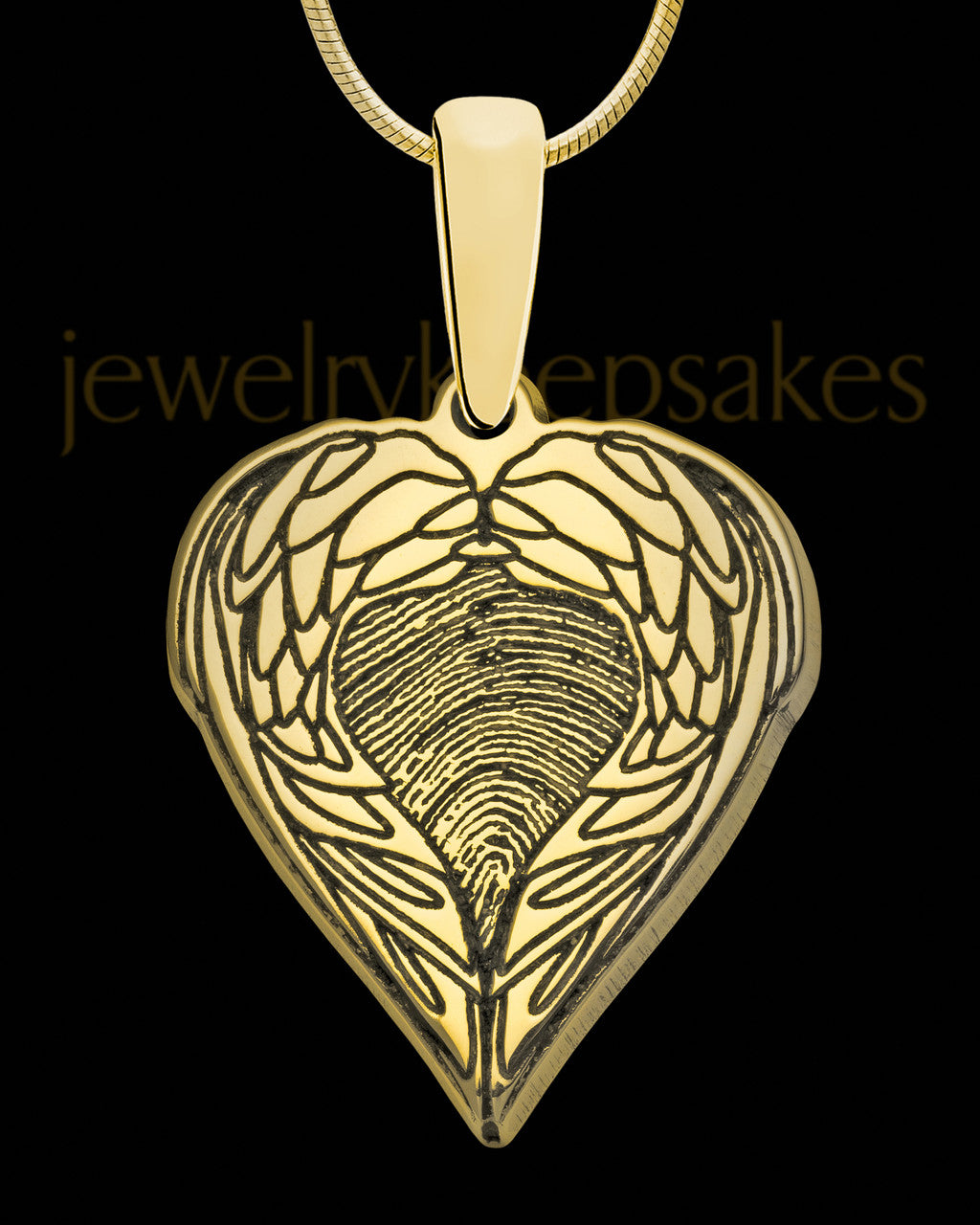 Gold Sterling Silver Wings Thumbprint Pendant