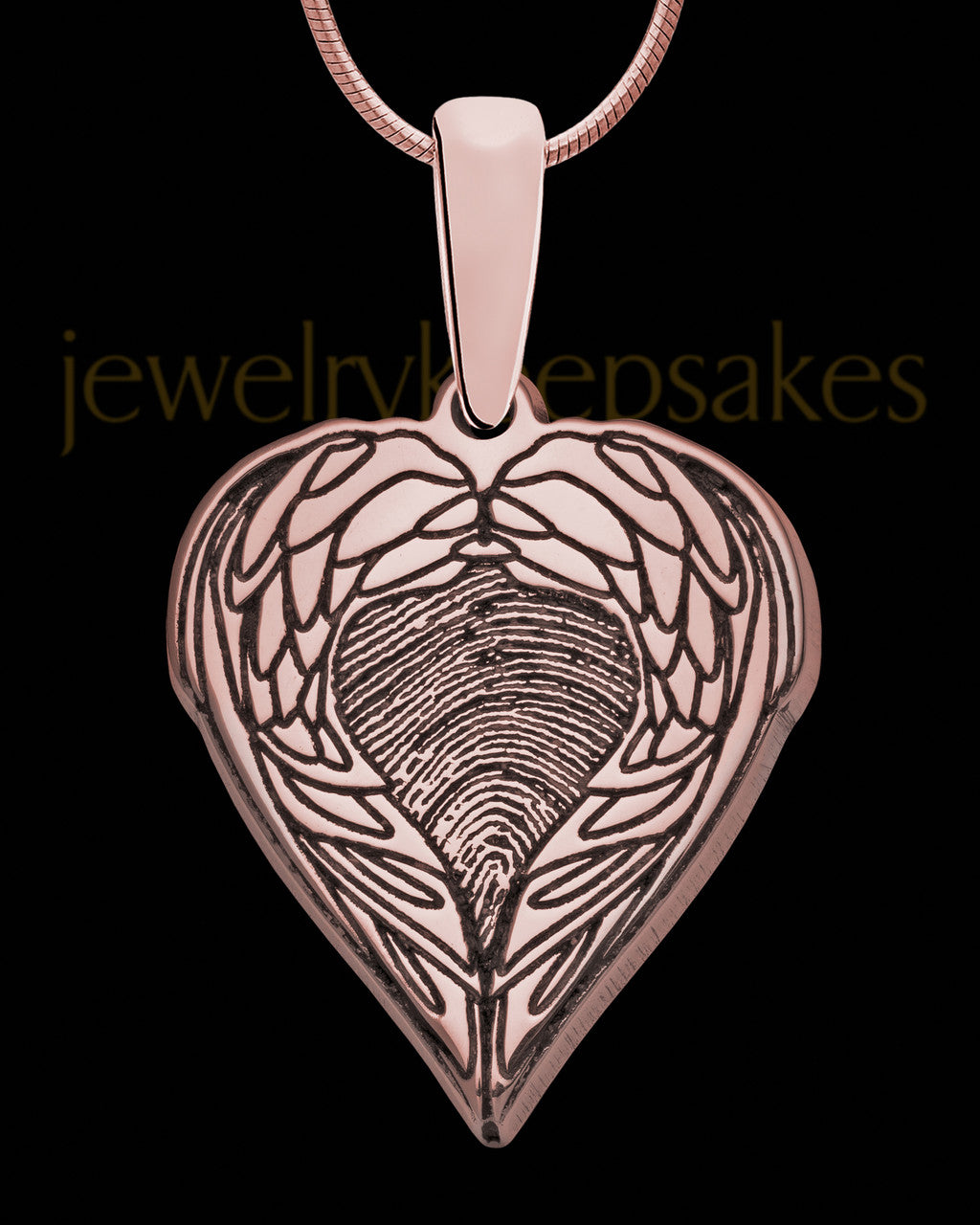 Rose Gold Sterling Silver Wings Thumbprint Pendant