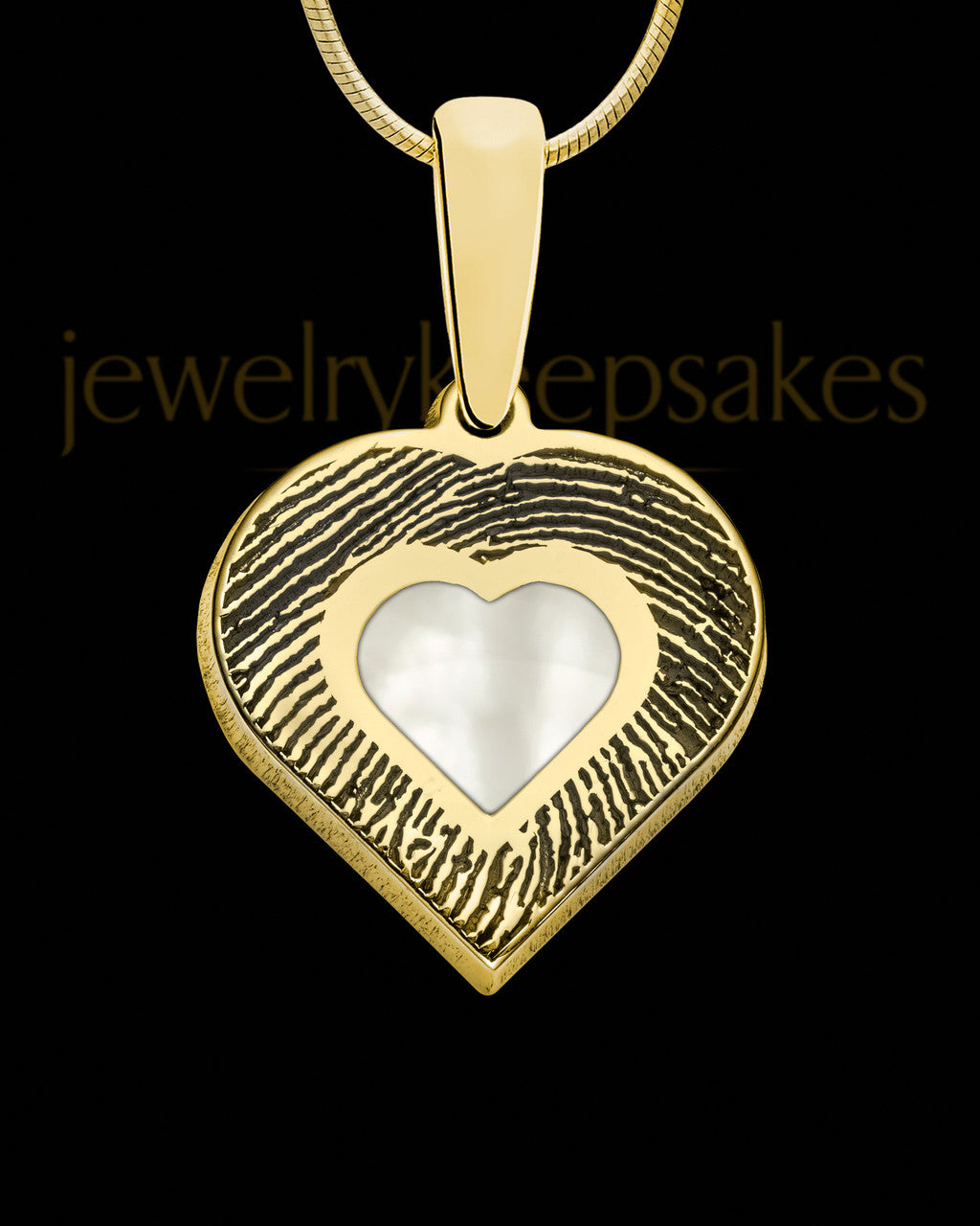 Gold Plated Sterling Silver Small Heart Ash and Thumbprint Pendant