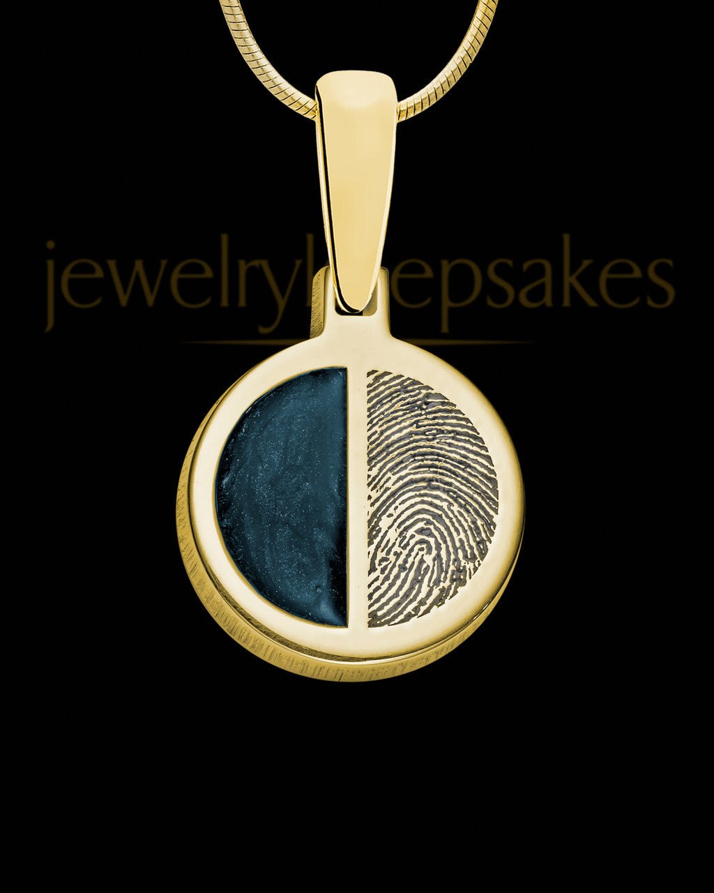 Gold Plated Sterling Silver Round Ash and Thumbprint Pendant