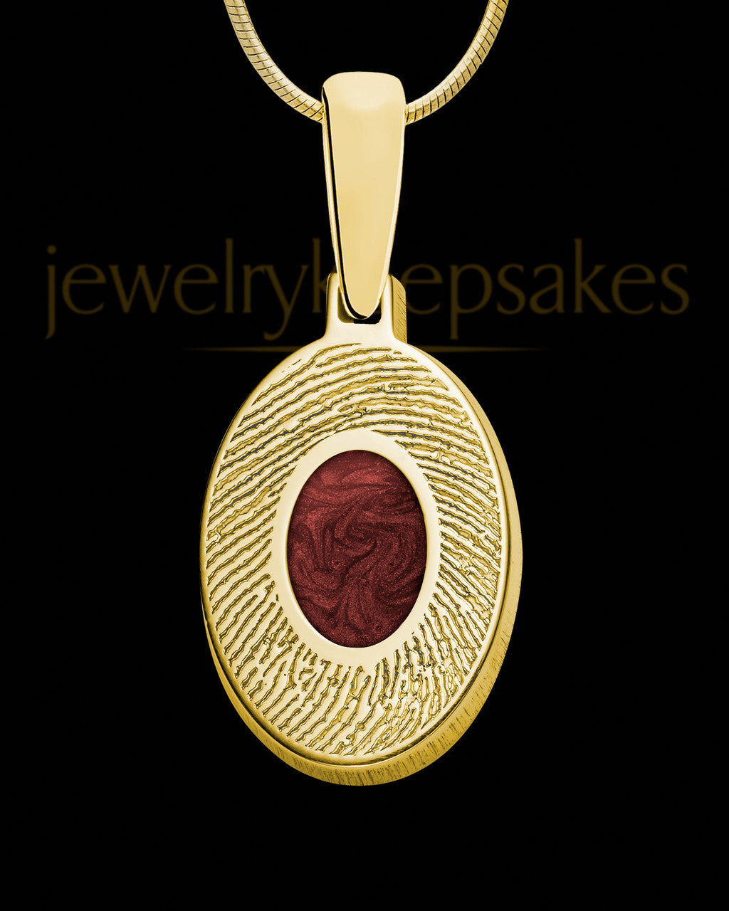 Gold Plated Sterling Silver Small Oval Ash and Thumbprint Pendant