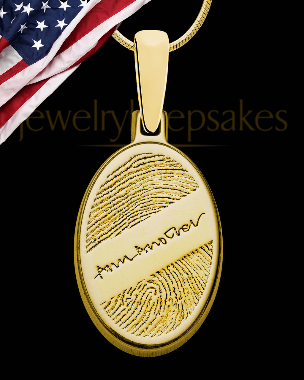 Gold Sterling Silver Signature Oval Thumbprint Pendant
