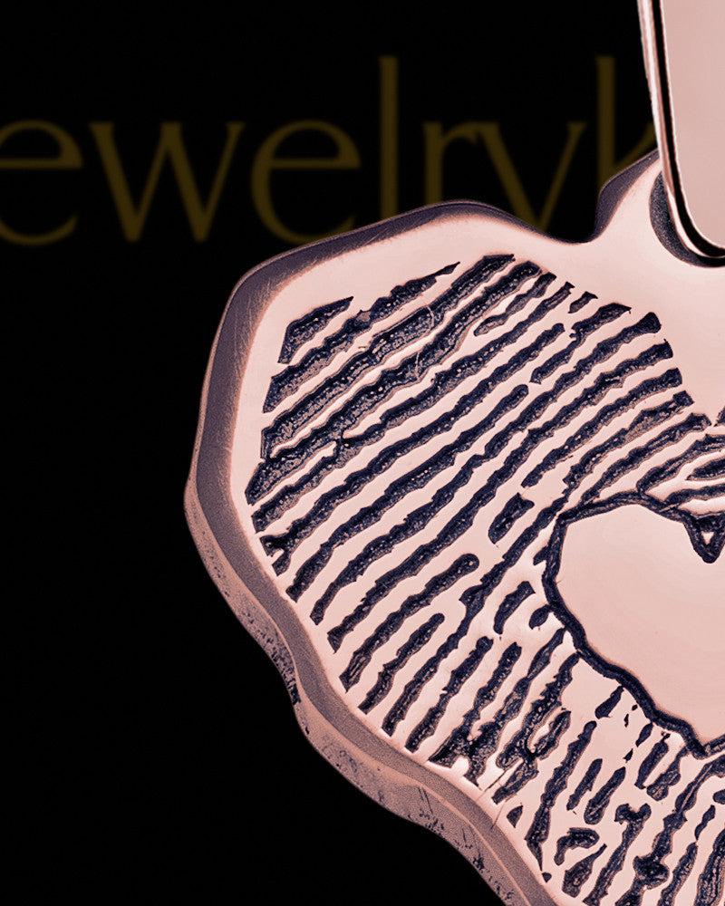 Rose Gold Sterling Cut Petite Heart Thumbprint Pendant with Signature on Back