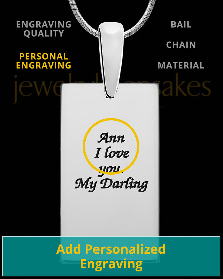 14K White Gold Rectangle Signature Thumbprint Pendant