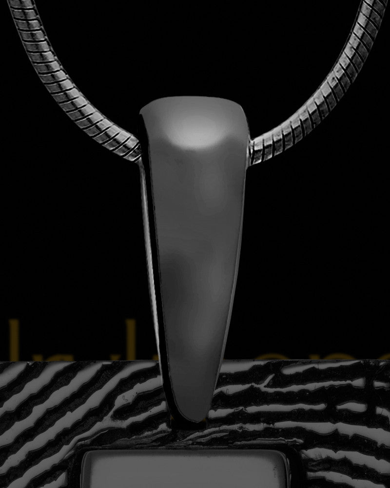Black Sterling Silver Rectangle Signature Thumbprint Pendant
