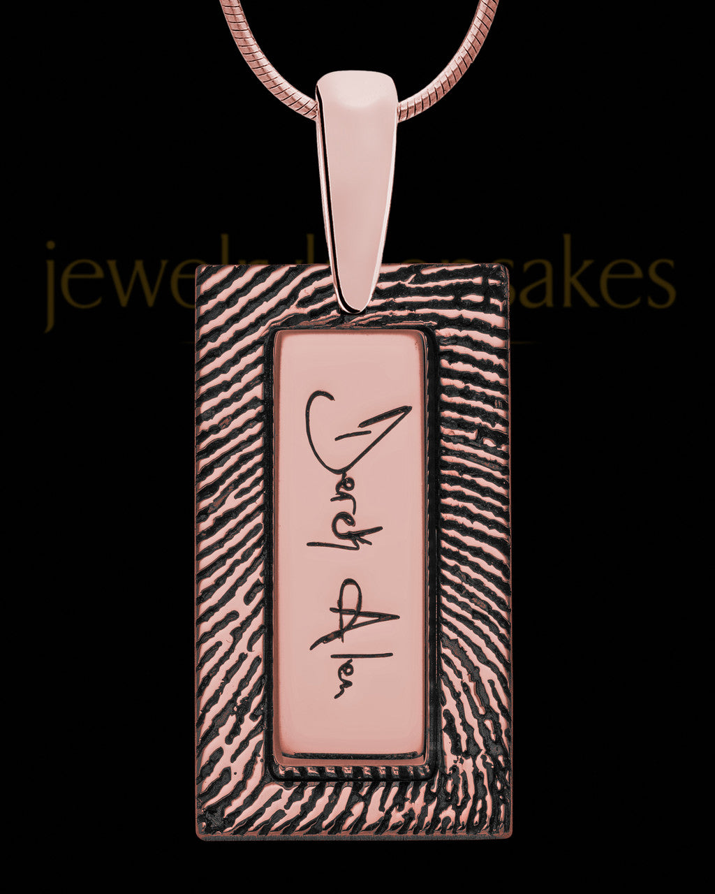 Rose Gold Sterling Silver Rectangle Signature Thumbprint Pendant