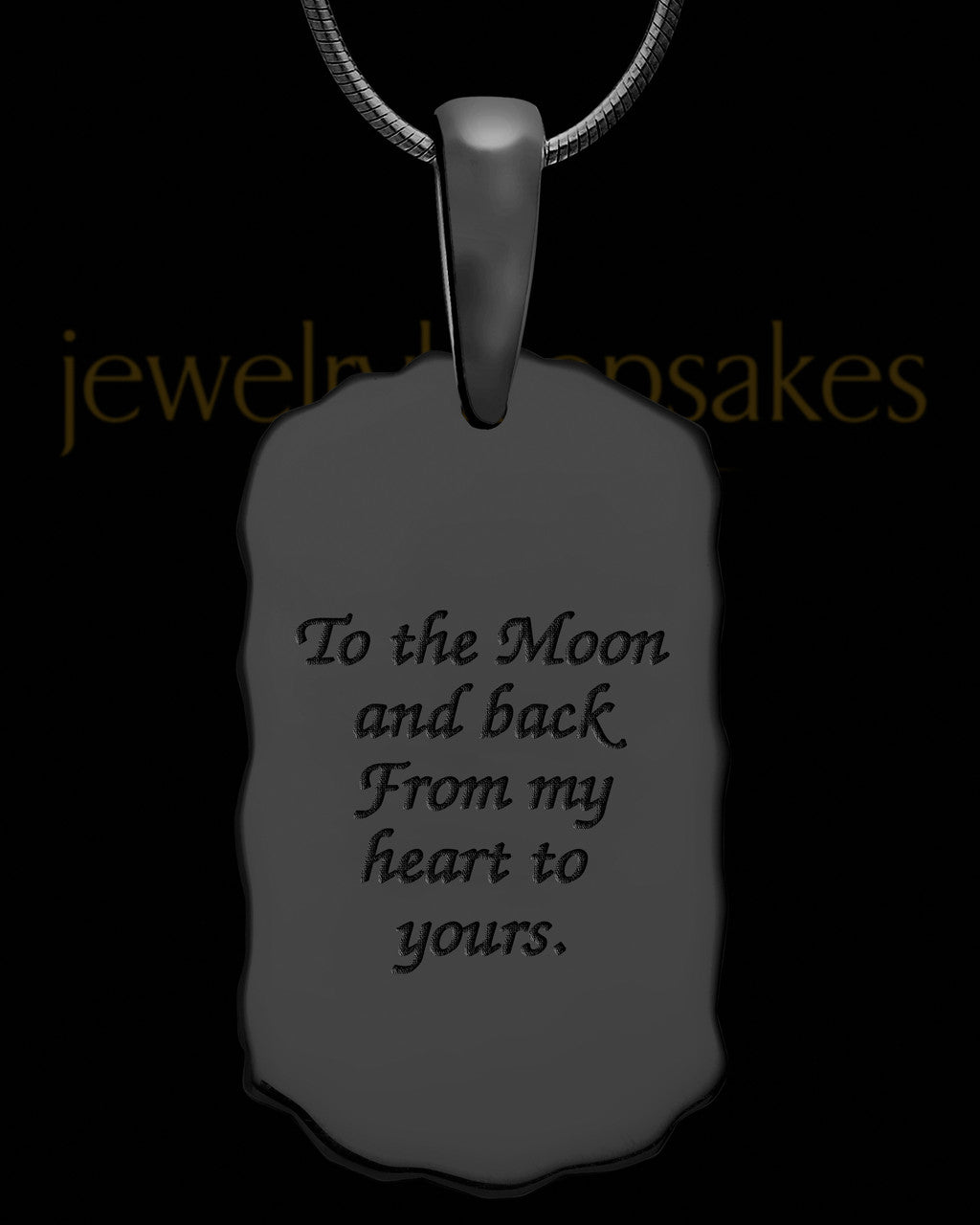 Black Sterling Silver Small Signature Dog Tag Thumbprint Pendant