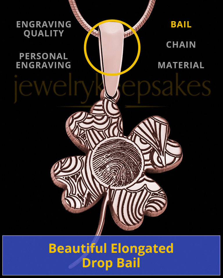 Rose Gold Sterling Silver Four Leaf Clover Thumbprint Pendant