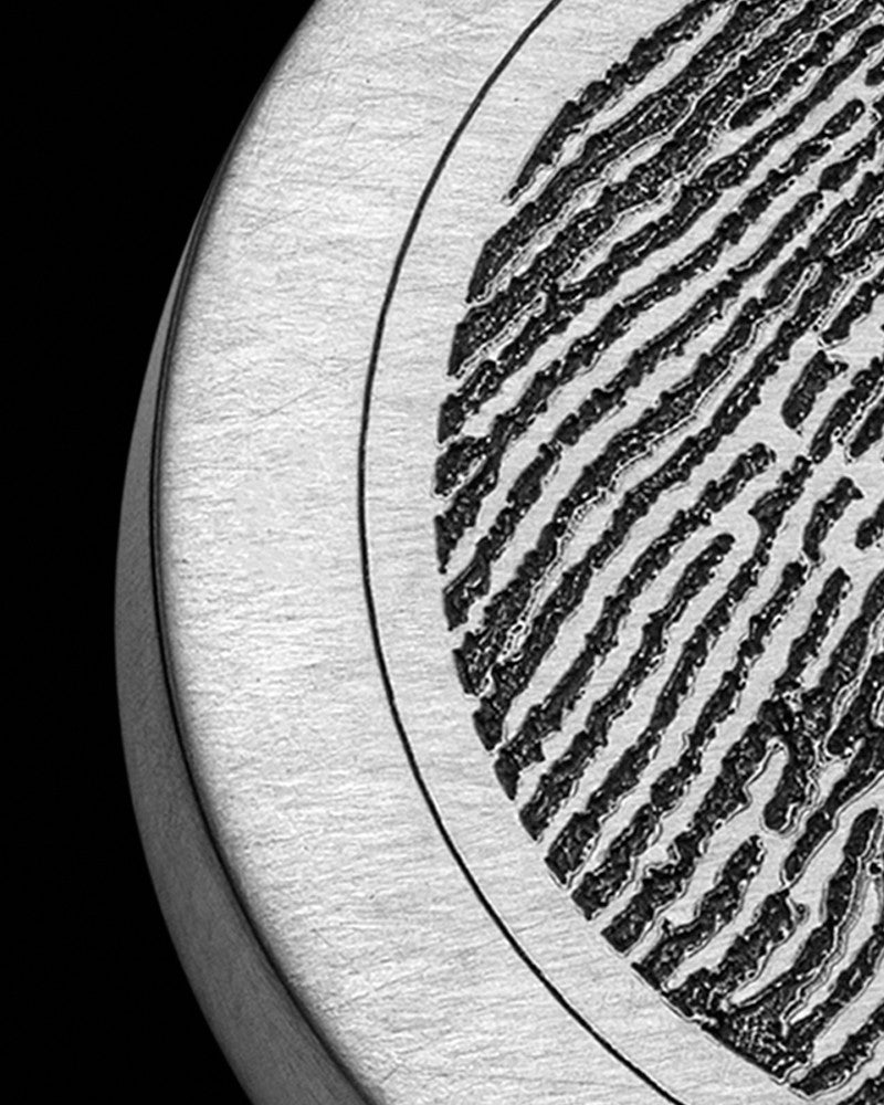 Brushed Stainless Steel Thick Round Thumbprint Pendant