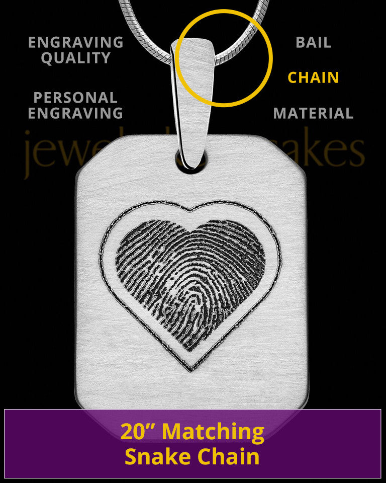Stainless Steel Brushed Octagon with Heart Thumbprint Pendant