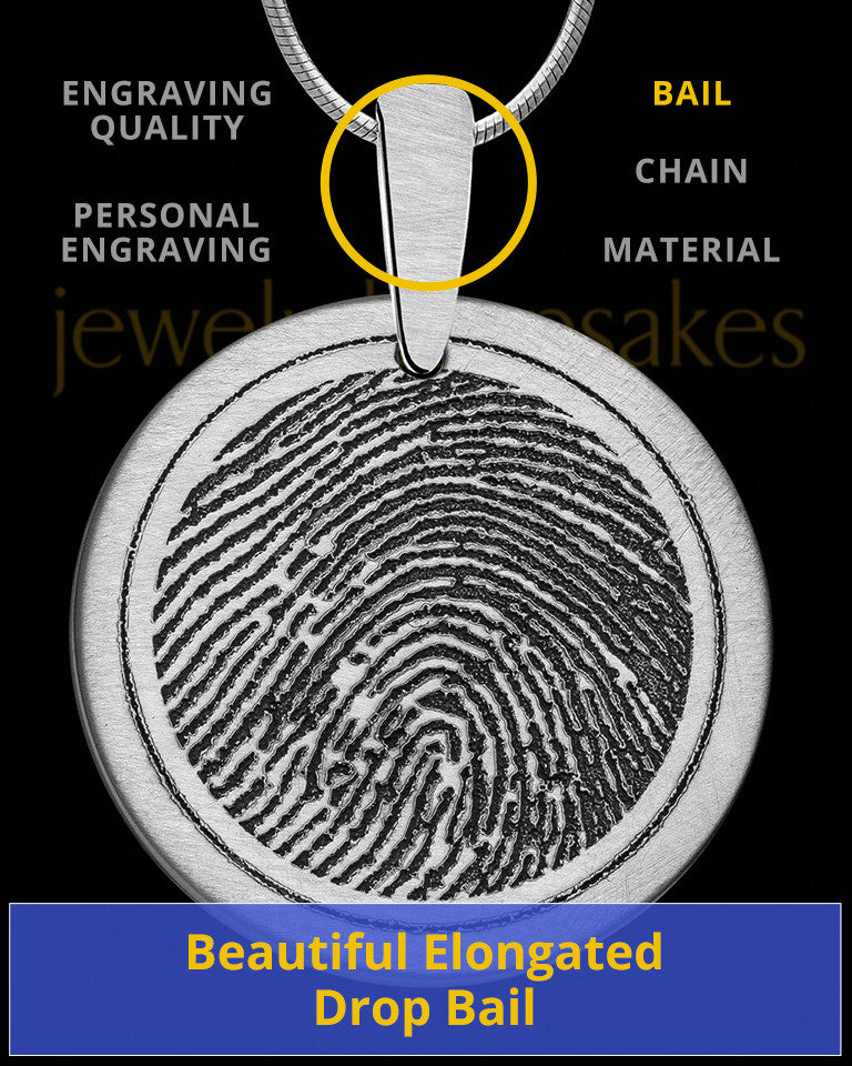 Brushed Stainless Steel Round Thumbprint Pendant