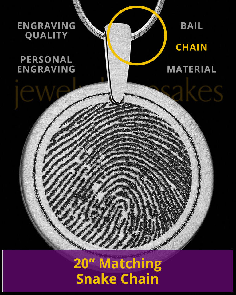 Brushed Stainless Steel Round Thumbprint Pendant