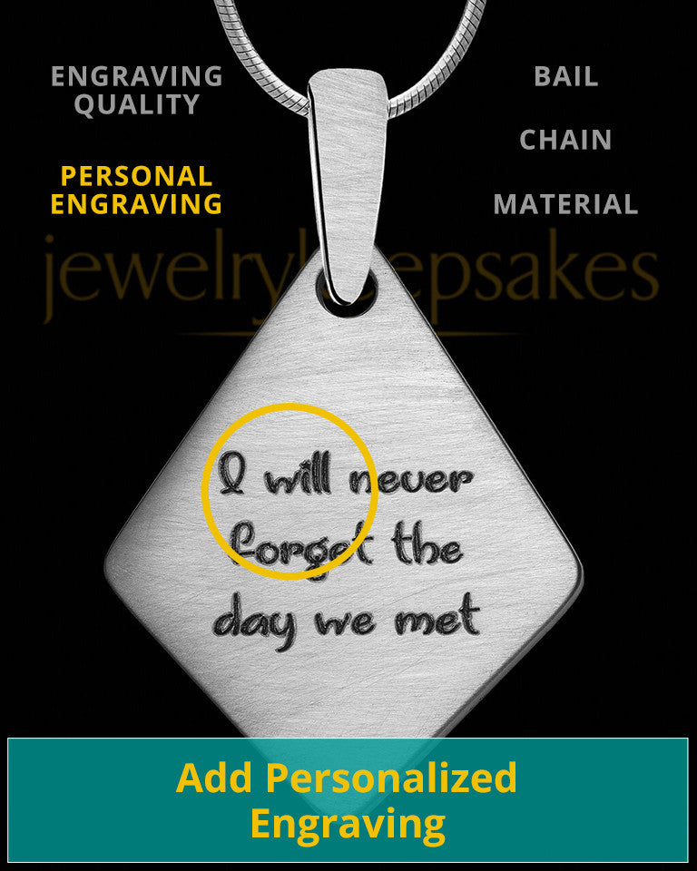Brushed Stainless Elongated Diamond Thumbprint Pendant