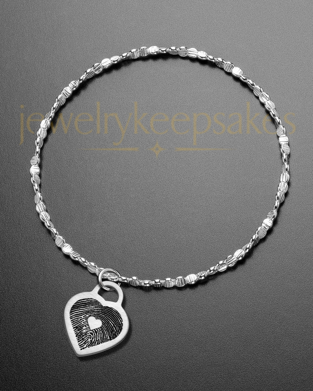 Brushed Small Heart Thumbprint Luxury Bracelet
