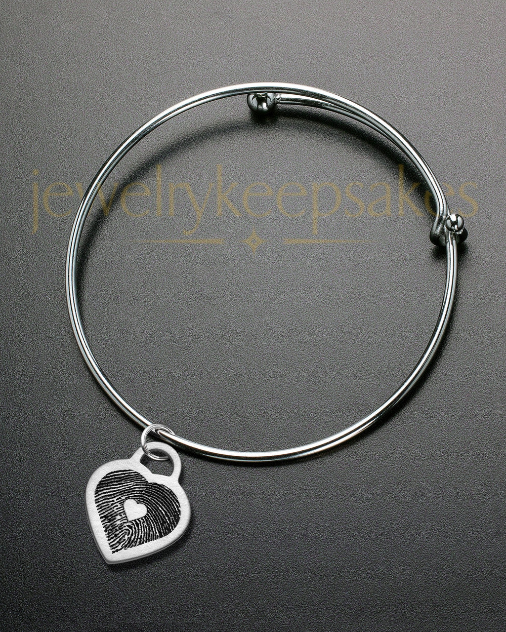 Brushed Small Heart Thumbprint Sophisticate Bracelet