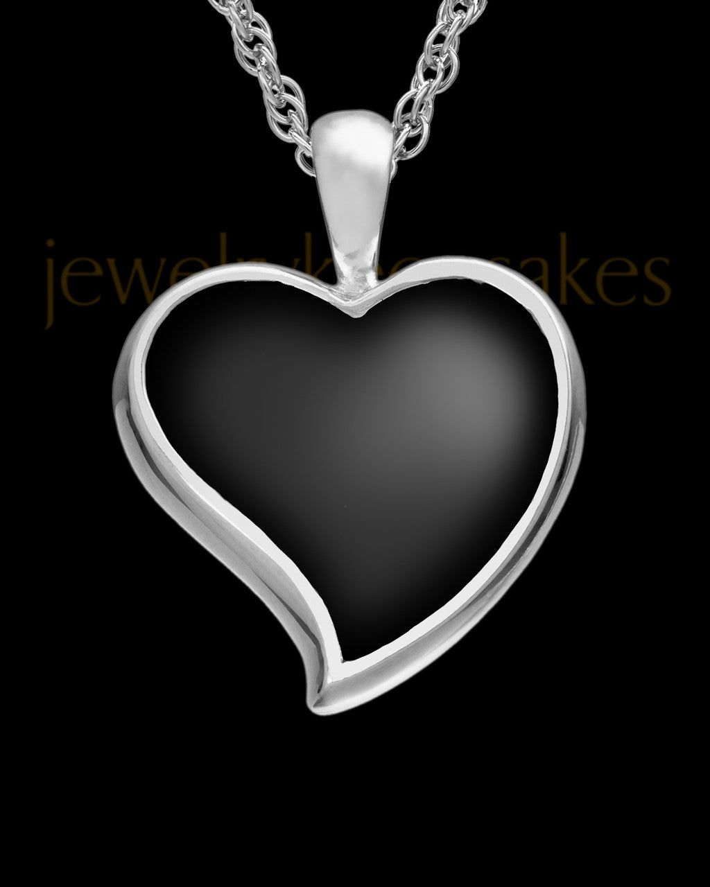 Ash Keepsake Sterling Silver Ebony Heart Keepsake