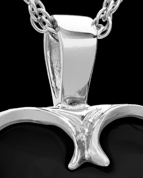 14K White Gold Onyx Winged Heart Keepsake