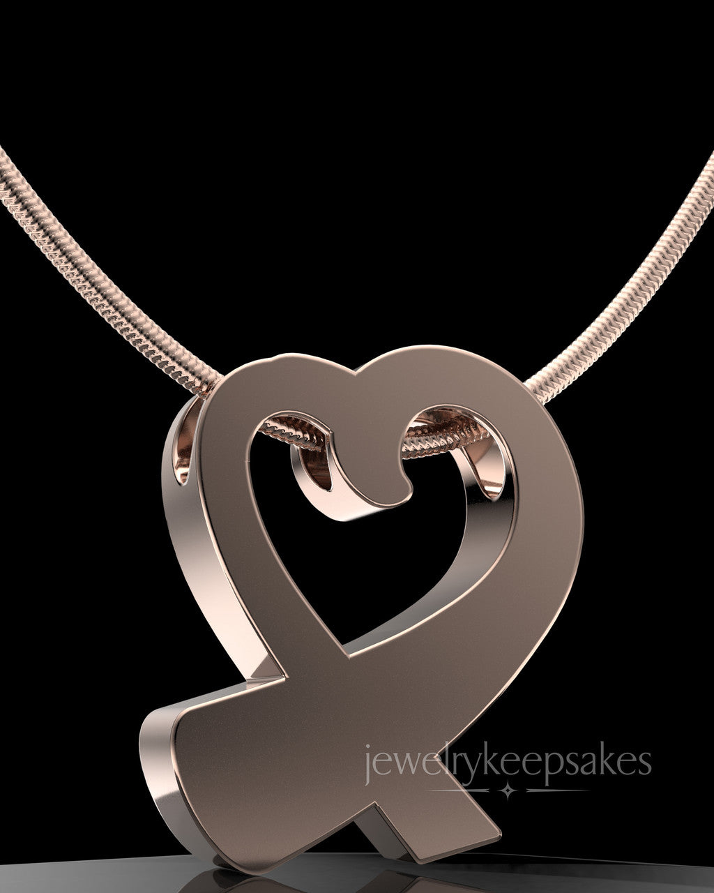Rose Gold Plated Ribboned Heart Permanently Sealed Waterproof Cremation Pendant