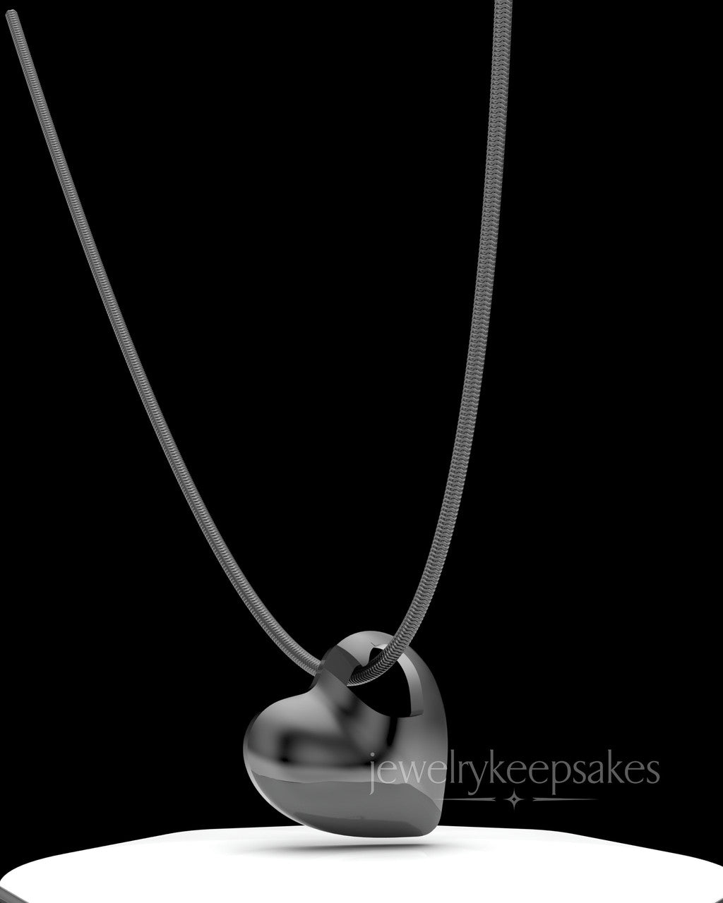 Black Plated Small Natural Heart Permanently Sealed Waterproof Cremation Pendant