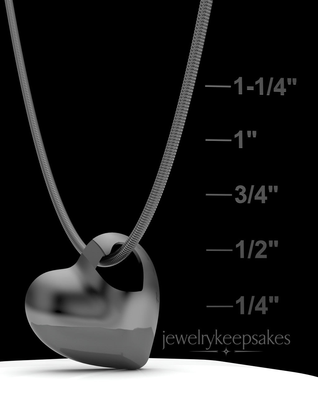 Black Plated Small Natural Heart Permanently Sealed Waterproof Cremation Pendant