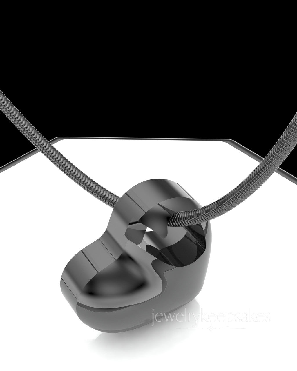 Black Plated Small Natural Heart Permanently Sealed Waterproof Cremation Pendant