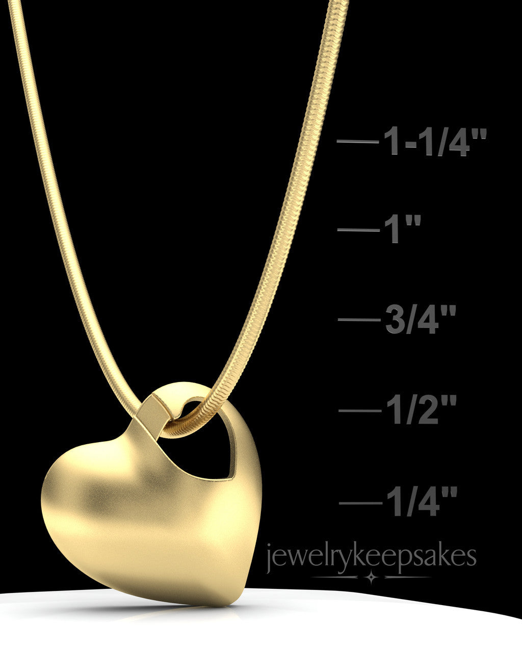 Solid 14K Gold Small Natural Heart Permanently Sealed Waterproof Cremation Pendant