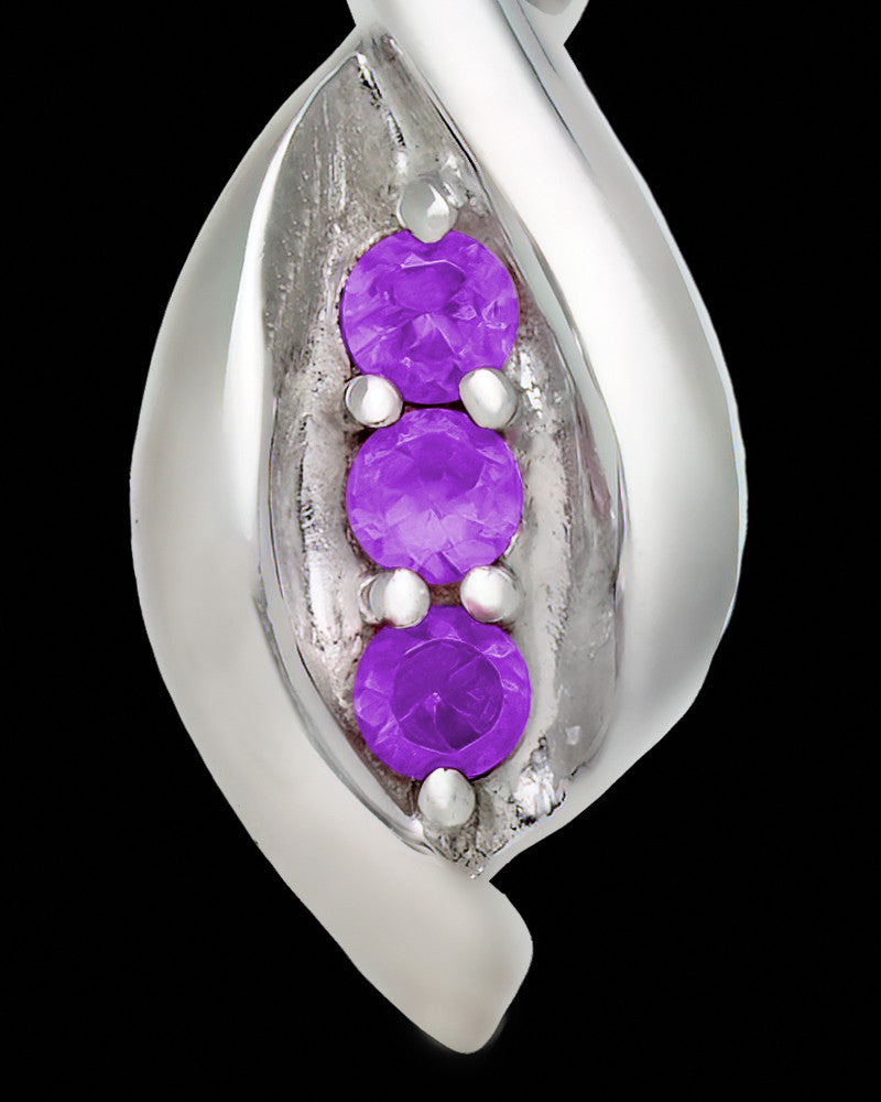 Sterling Silver Soft Spoken With Purple Stones Cremation Necklace