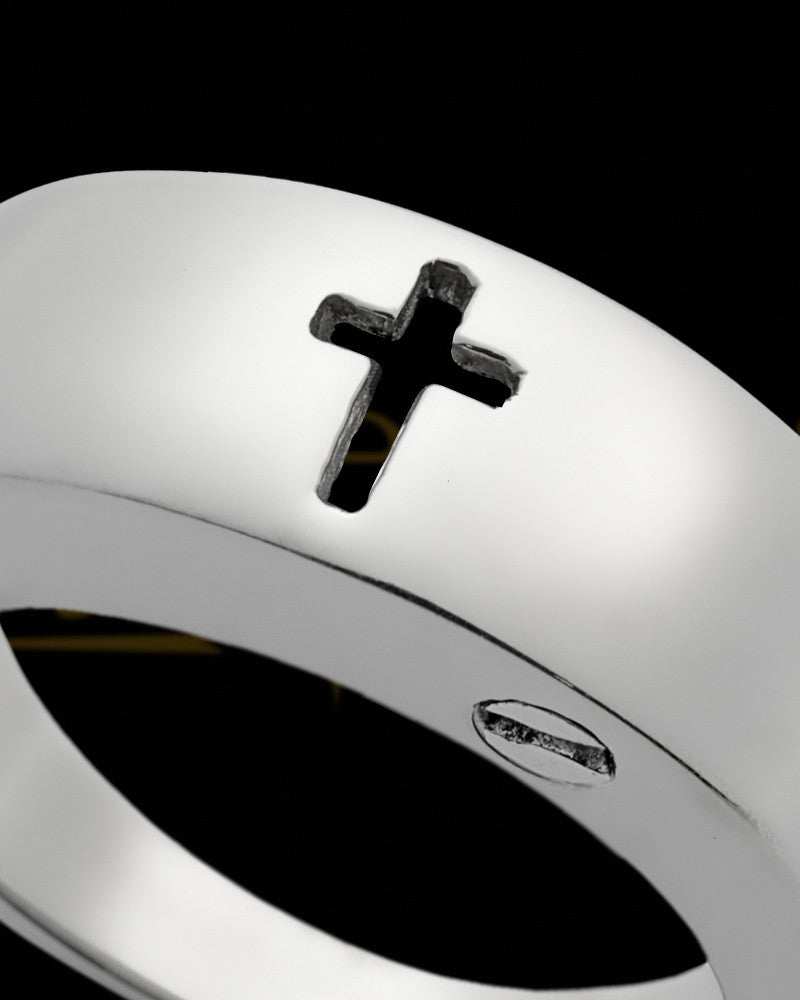 Ladies Reverent Sterling Silver Cross Ring For Ashes