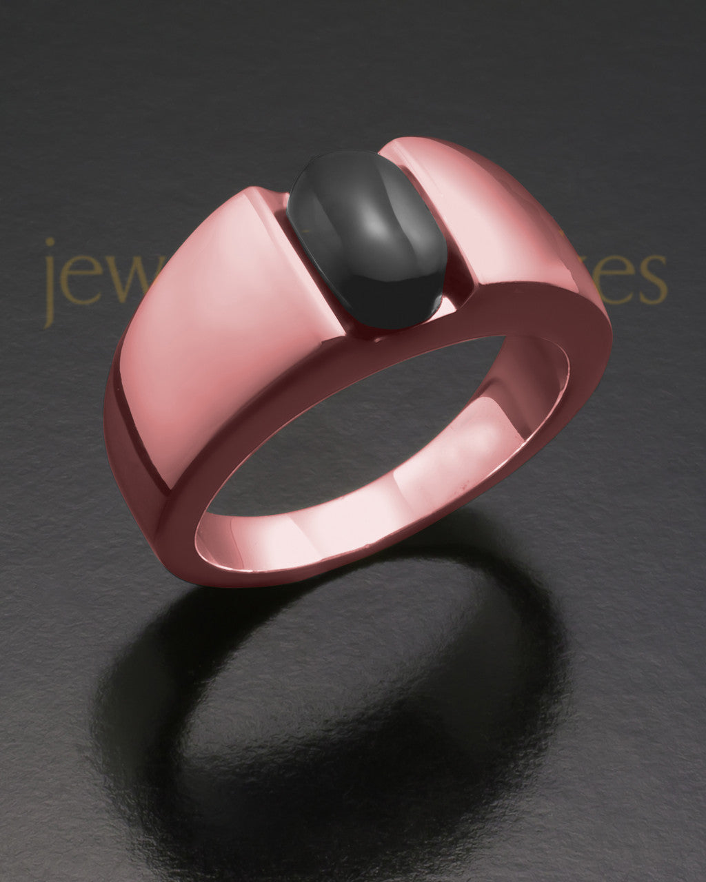 Ladies 14K Rose Gold Beguiling Black Onyx Ash Ring